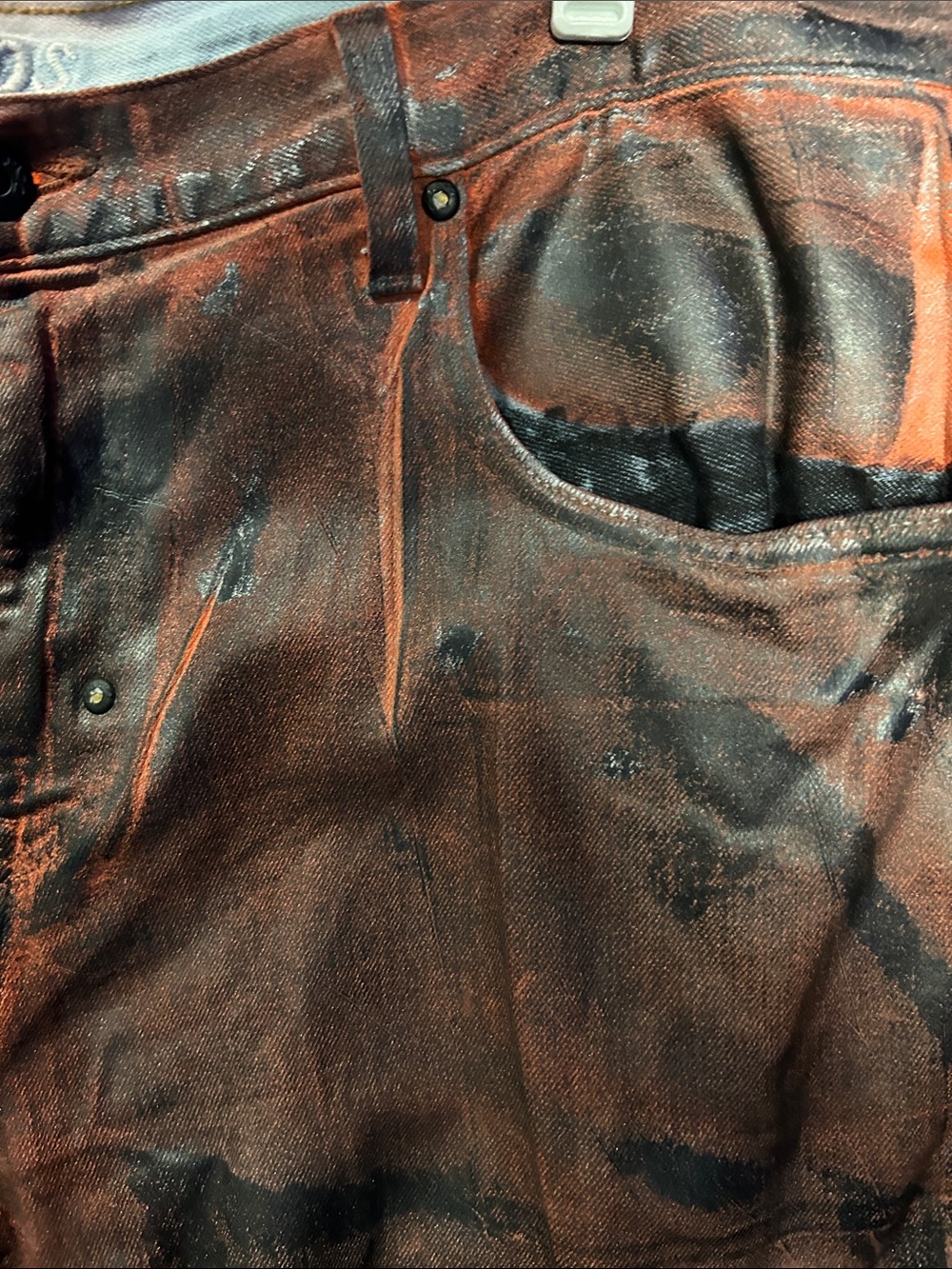 PRPS Men's Distressed Rust Brown Leather Pants - Picture 4 of 6